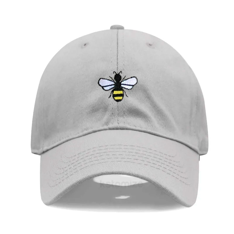 Washed Cotton Honeybee Embroidery Baseball Caps for Men Women Dad Hat Adjustable Snapback Cap Wholesale Dropshipping