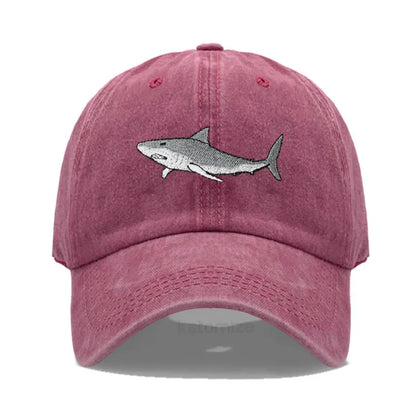 Animal Shark Embroidered Baseball Cap for Women Men Fashion Adjustable Washed Cotton Dad Hat Unisex Classic Golf Caps