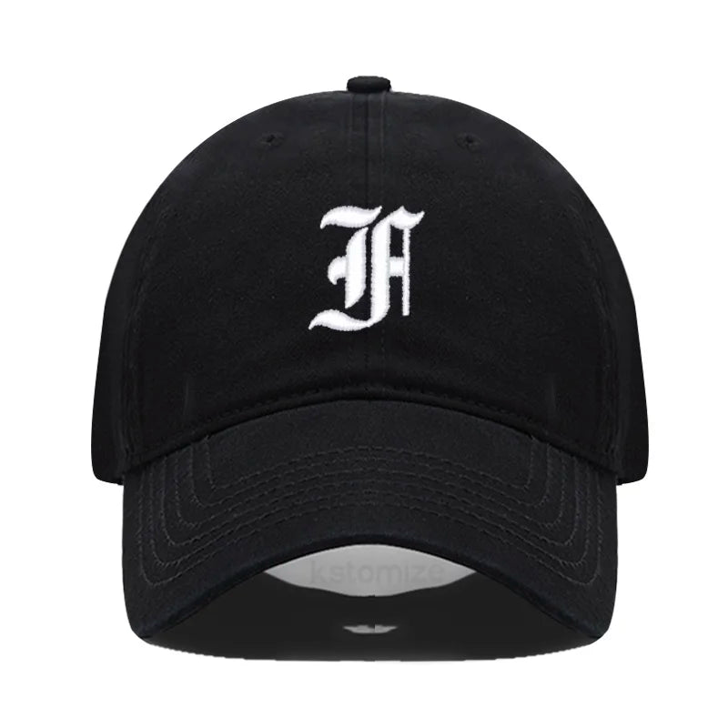 Old English Letter A-Z Embroider Baseball Cap For Men Womne High Quality Soft Cotton Fashion Team Sport Visors Snapback Caps