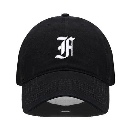 Old English Letter A-Z Embroider Baseball Cap For Men Womne High Quality Soft Cotton Fashion Team Sport Visors Snapback Caps