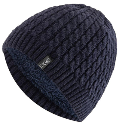 Unisex Sports Label Knitted Hat Fashion Autumn And Winter Beanie Hats For Woman And Man Add Fur Lined Warm Winter Cap