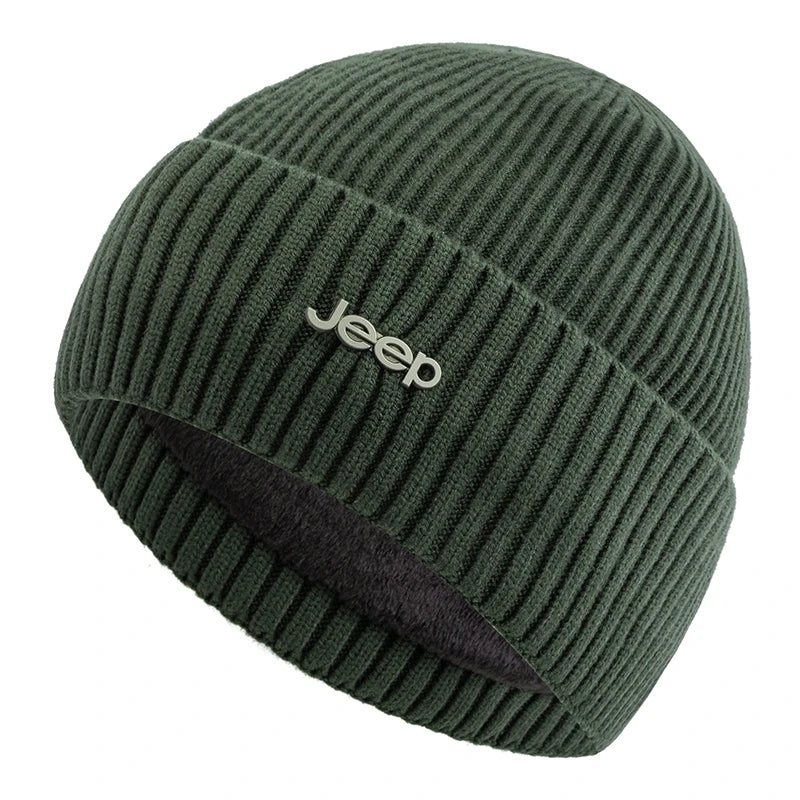 New Style Unisex Jeep Winter Hat Fur Lined Warm Classic Hat Cap Soft Beanie Hats For Men Women Thicken Ski Sports Knitted Hat