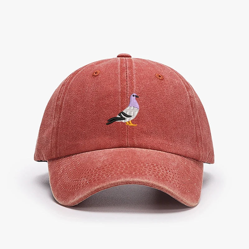 Embroidery Pigeon Design Spring vintage Baseball caps Men Women Water Washed Sunscreen Sun Hat Sports Fishing Sunshade Dad Hat