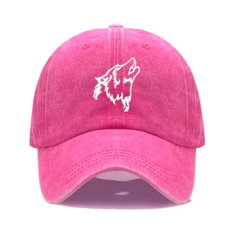 Women's Baseball Cap Men's Washed Cotton Wolf Howl Embroidery Embroidery Dad Hat Sport Golf Caps For Man Sun Hats Dropshipping