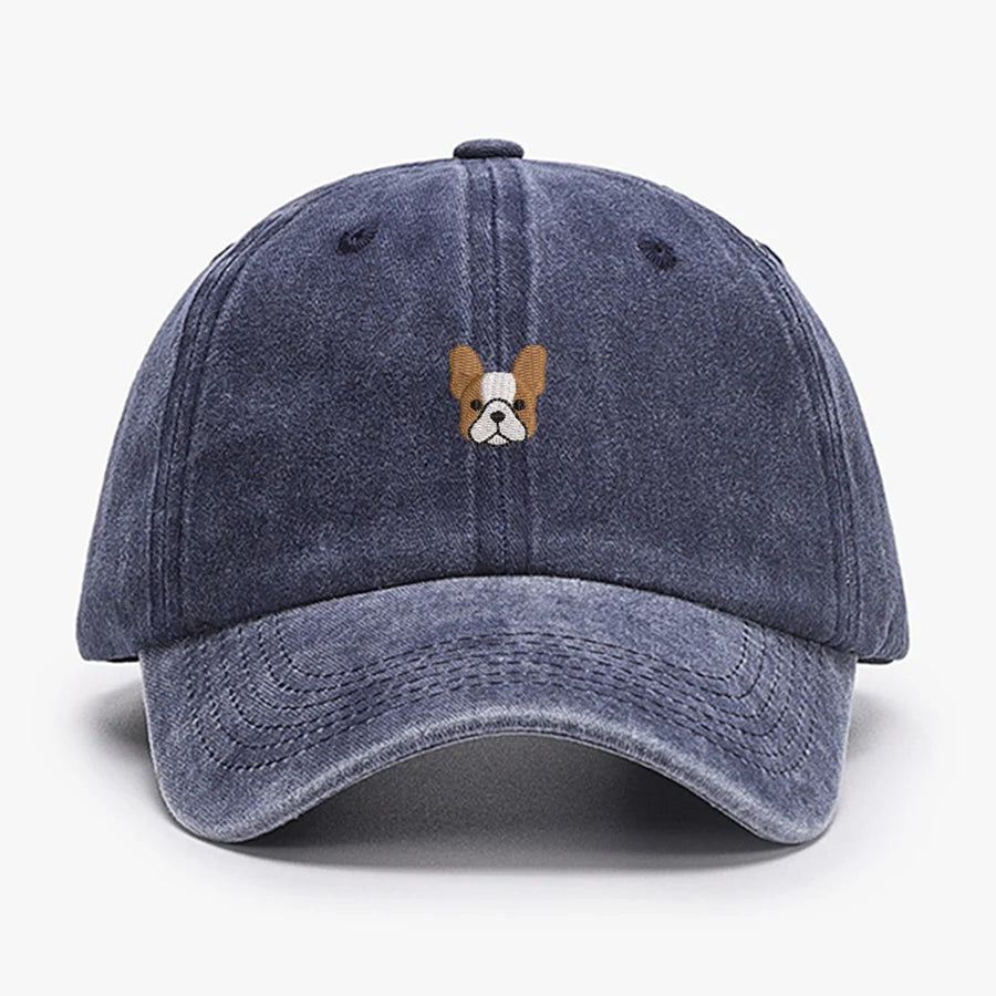 Embroidered Mini French BullDog vintage cotton Baseball caps Men Women Washed Hat Sports Fishing Dad Summer Peaked cap
