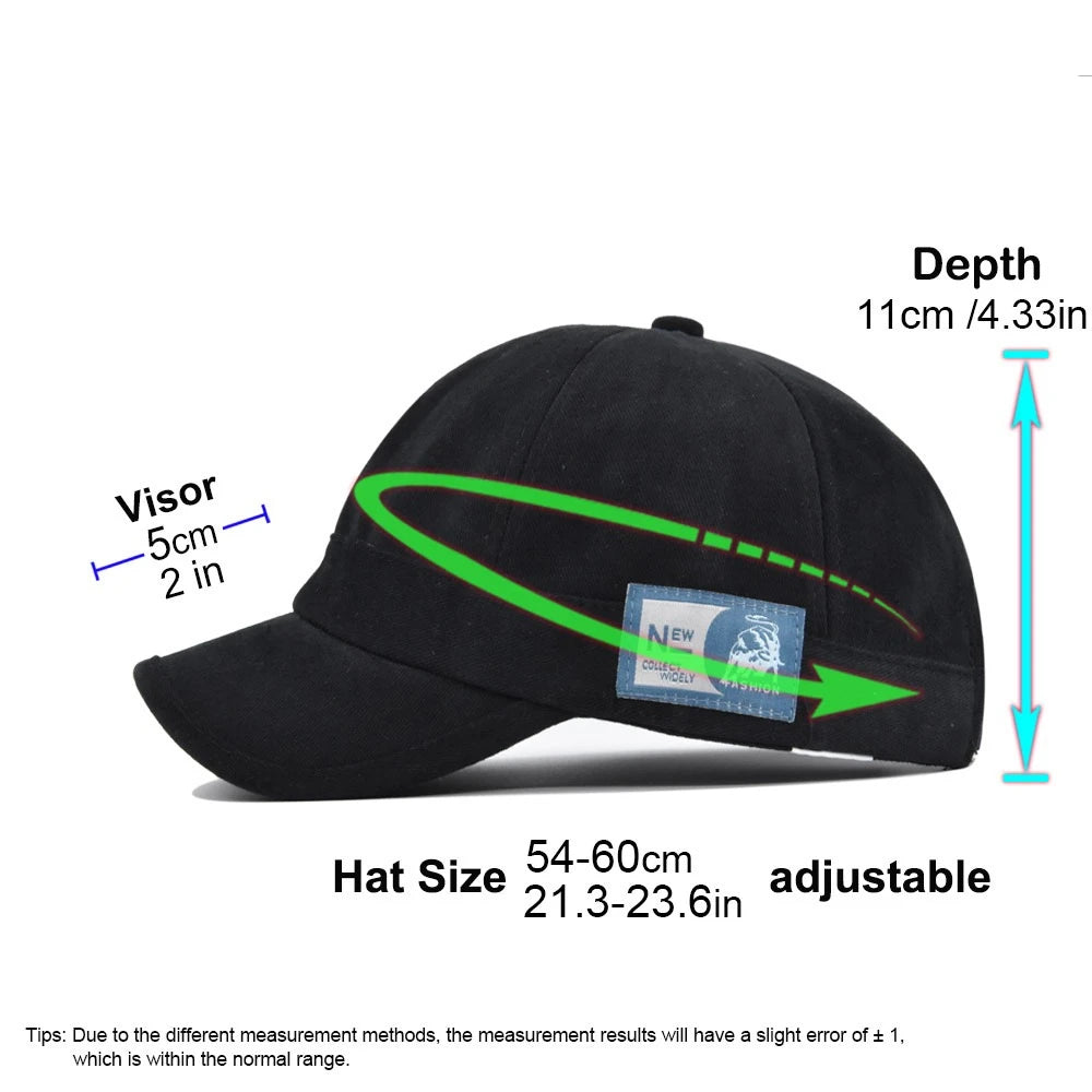 Unisex Vintage Baseball Cap SHORT Visor Letter Baseball Hats Men And Women Outdoor Sports Hats