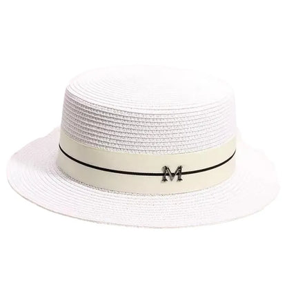 Women's Spring and Summer British Houndstooth Top Hats Seaside Sun Protection Beach Sun Hats Vacation Casual Top Hats