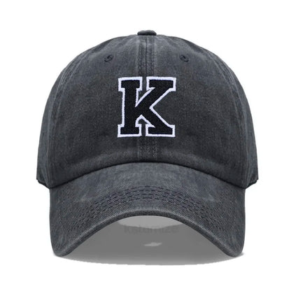 Initial Letter A-Z Embroider Baseball Cap For Men Womne Washed Cotton Dad Hat Fashion Team Sport Visors Snapback Caps