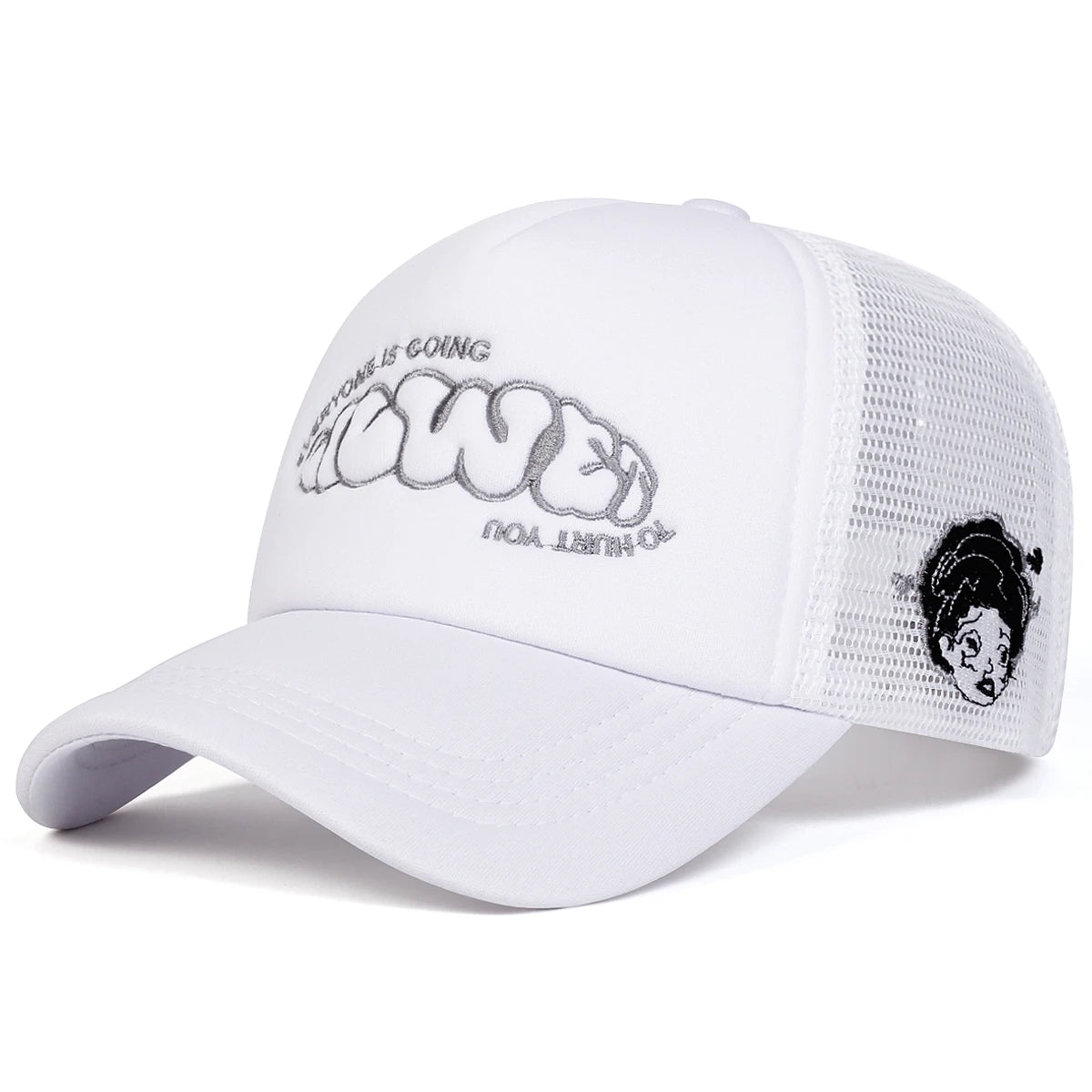 Unisex EVERYONE IS GOING Embroidery Baseball Net Caps Spring and Summer Outdoor Adjustable Casual Hats Hip Hop Hat Sunscreen Hat