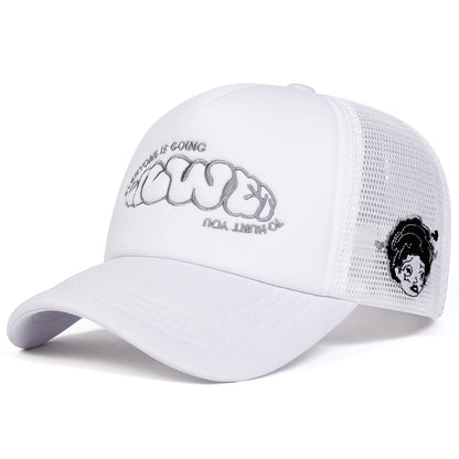 Unisex EVERYONE IS GOING Embroidery Baseball Net Caps Spring and Summer Outdoor Adjustable Casual Hats Hip Hop Hat Sunscreen Hat