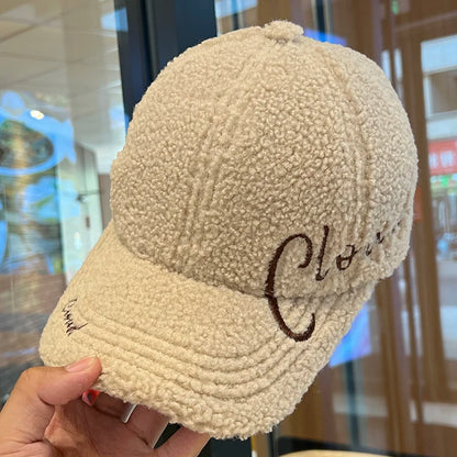 Autumn Winter Embroidery Letter Baseball Cap Cold proof Cap  Men Women Baseball Caps