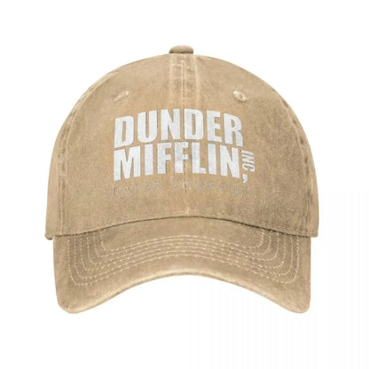 Classic Dunder Mifflin Logo Baseball Caps Men Women Distressed Denim Washed Sun Cap The Office Travel Adjustable Hats Cap