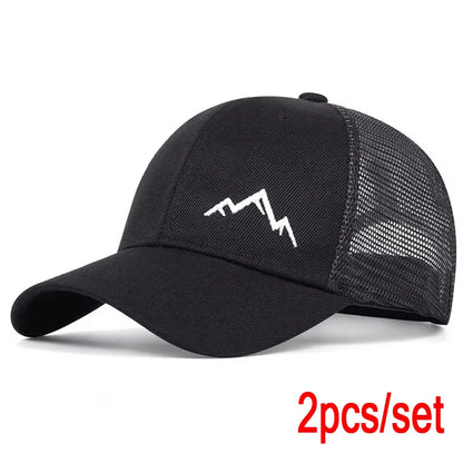 Unisex Mountain Range Embroidery Baseball Net Caps Spring and Summer Outdoor Adjustable Casual Hats Sunscreen Hat
