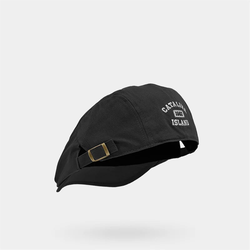Unisex Letter Embroidery Beret Flat Cap – Vintage Cotton Gatsby Newsboy Hat