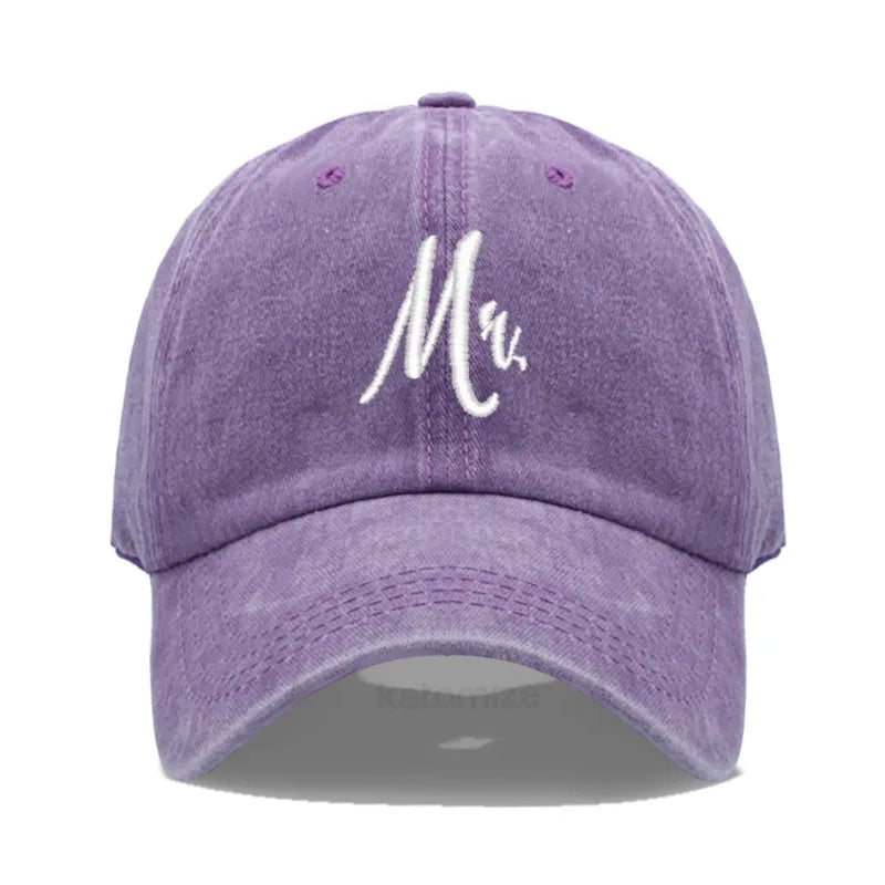 Matching Mr. & Mrs. Baseball Cap Men's Women's Cotton Embroidery Sport Golf Caps Bridal Gift Newlywed Honeymoon Wedding Gift