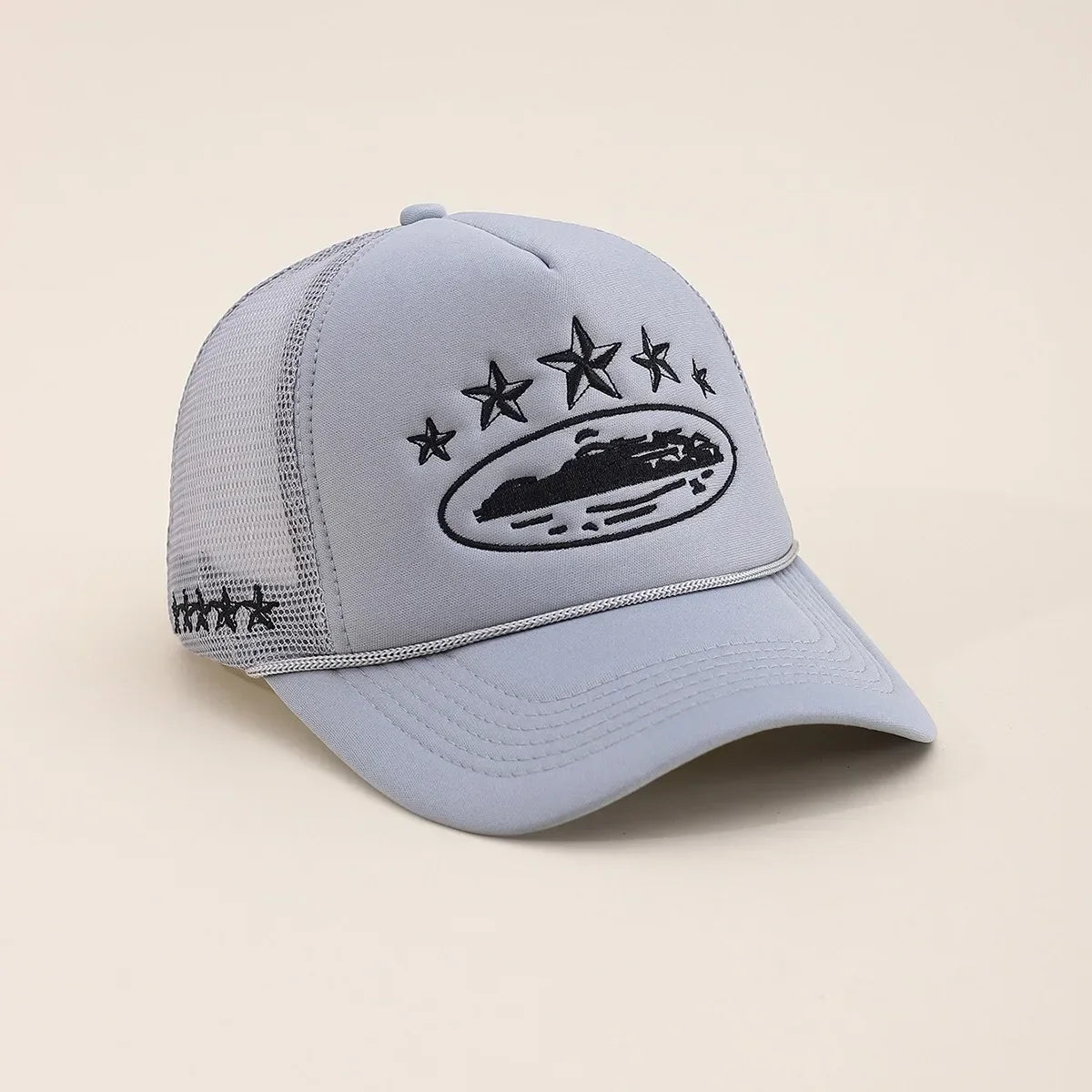 Fashionable Embroidered Baseball Hat Five Star Color blocked Mesh Breathable Summer Duck Tongue Hat Versatile Sunshade Truck Hat