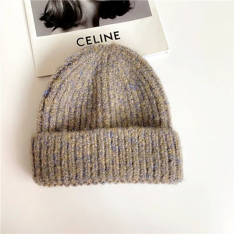 Purple Hat Versatile Knitted Hat, Fashionable Foreign-style Melon Fur Hat, Wool Hat