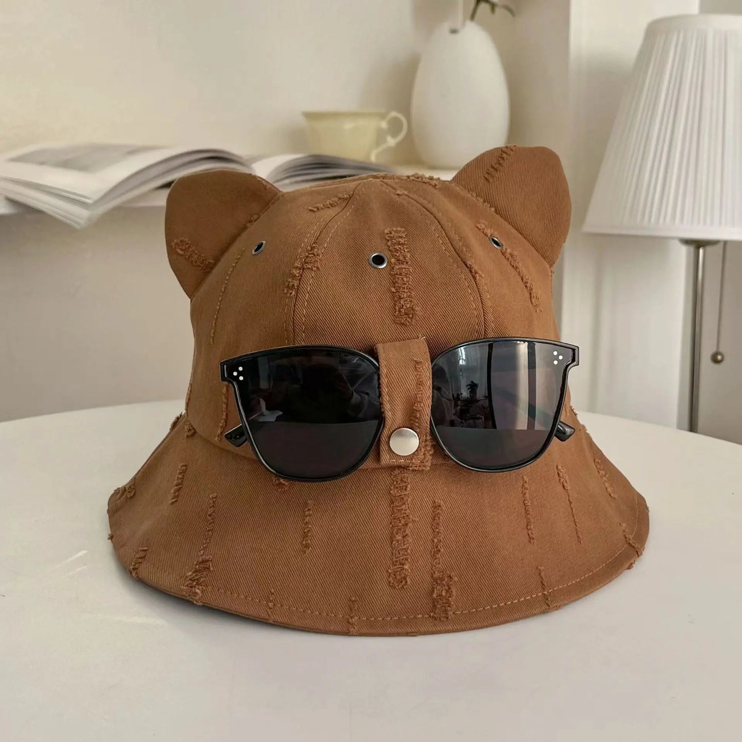 Cute Cartoon Bucket Hat With Glasses Women Spring And Summer Fashion Bob Chapeau Outdoor Sunscreen Sun Fishing Cap Panama