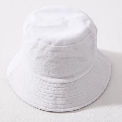 Simple Terry Cloth Towel Bucket Hat Spring Autumn Outdoor Panama Sun Fisherman Hat Unisex Candy Pure Color Fashion Cap