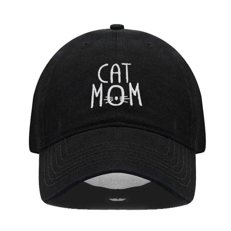 CAT MOM Embroidered Baseball Cap for Women Men Fashion Adjustable Soft Washed Cotton Dad Hat Unisex Classic Golf Caps