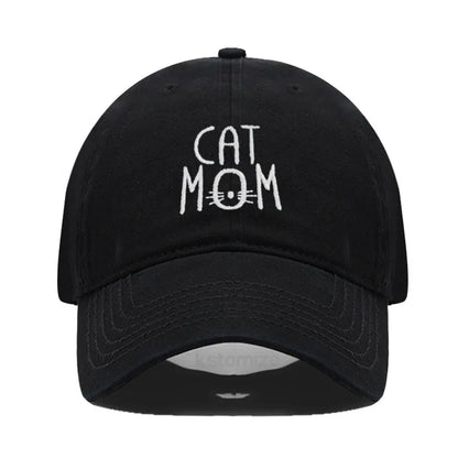 CAT MOM Embroidered Baseball Cap for Women Men Fashion Adjustable Soft Washed Cotton Dad Hat Unisex Classic Golf Caps