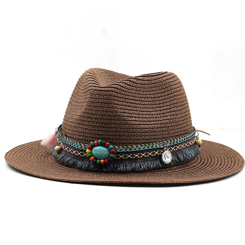 Summer Beach Hat Men and Women Couple Denim Visor Sun Hat Minority Style Denim Straw Hat