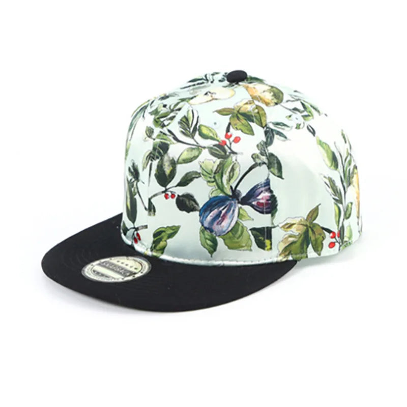 New Hip Hop Flat Brim Baseball Cap Hawaiian Digital Printing Coconut Tree Snapback Hat Summer Outdoor Sunscreen Sport Beach Caps