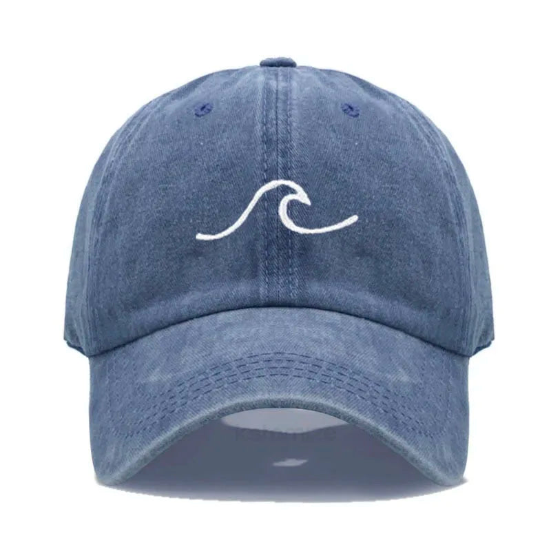 Men's Baseball Cap Women's Washed Cotton Waves Embroidery Embroidery Dad Hat Sport Golf Caps For Man Sun Hats Dropshipping