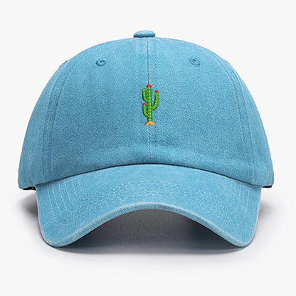 Mini Cactus Embroidery vintage soft Baseball caps Men Women Water Washed Hat Sports Fishing Dad Visor Summer Autumn Peaked cap