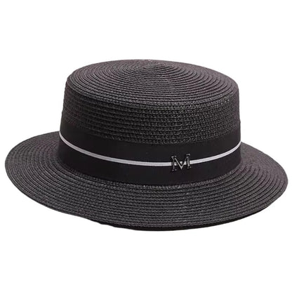 Women's Spring and Summer British Houndstooth Top Hats Seaside Sun Protection Beach Sun Hats Vacation Casual Top Hats