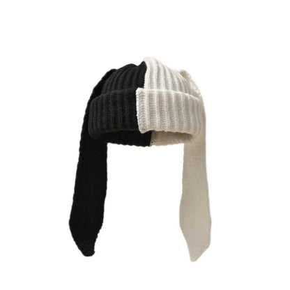 Winter Knitted Hats For Women Cute Rabbit Ear Soft Warm Thick Acrylic Luxury Brand Label Beanies Skullies Personality Casual Cap