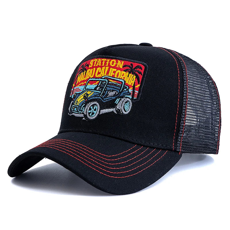 Unisex Summer Fishing Cap Breathable Mesh Trucker Hat Men Women Big Truck Embroidered Snapback Outdoor Fishing Hat