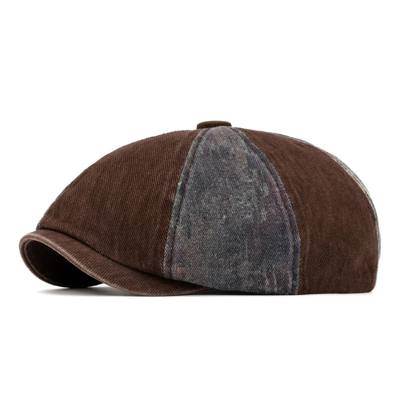 Unisex Wash Cotton Beret – Retro Adjustable Newsboy Flat Cap (Spring Summer Casual Painter Style Hat)