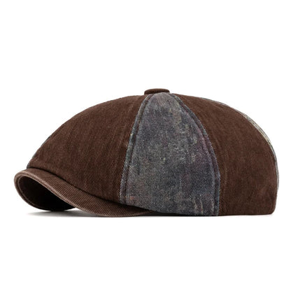 Unisex Wash Cotton Beret – Retro Adjustable Newsboy Flat Cap (Spring Summer Casual Painter Style Hat)