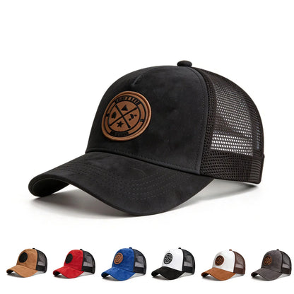 Letter Embroidered Baseball Cap Suede Breathable Mesh Truck Driver Cap Men Women Sun Cap