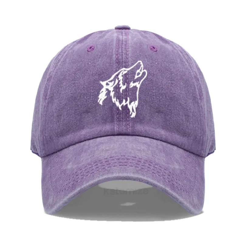 Women's Baseball Cap Men's Washed Cotton Wolf Howl Embroidery Embroidery Dad Hat Sport Golf Caps For Man Sun Hats Dropshipping