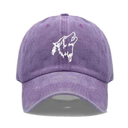 Women's Baseball Cap Men's Washed Cotton Wolf Howl Embroidery Embroidery Dad Hat Sport Golf Caps For Man Sun Hats Dropshipping