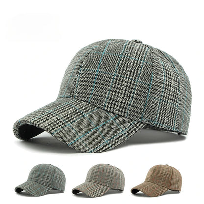 Fall Winter Hat Men's Spring Summer Outdoor Sunscreen Visor Classic Checkered Baseball Cap Hard Top Women's Cap Warm Peaked Cap
