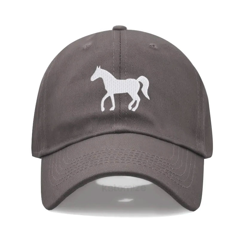 Horse Embroidered Baseball Cap for Women Men Fashion Adjustable Washed Cotton Dad Hat Unisex Classic Golf Caps