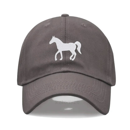 Horse Embroidered Baseball Cap for Women Men Fashion Adjustable Washed Cotton Dad Hat Unisex Classic Golf Caps