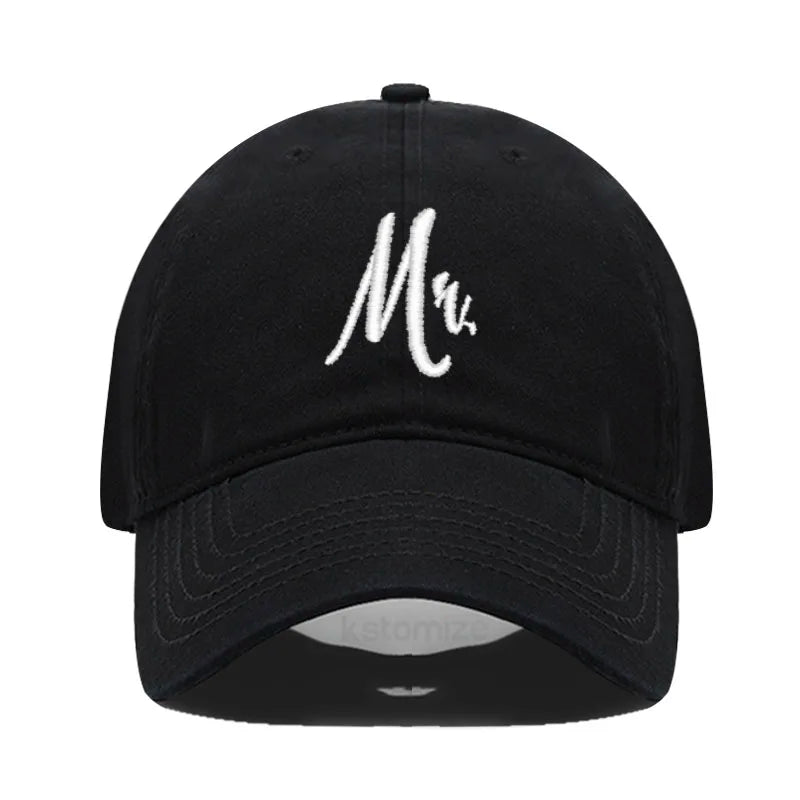 Matching Mr. & Mrs. Baseball Cap Men's Women's Cotton Embroidery Sport Golf Caps Bridal Gift Newlywed Honeymoon Wedding Gift