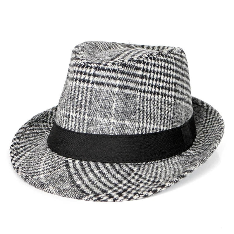 Autumn and Winter Large Plaid Hat Brushed Plaid Jazz Hat Middle-Aged and Elderly Men's Hat Grandpa Hat Sun Protection Warm HatS