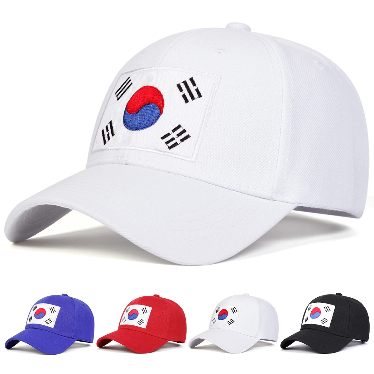 Unisex Korean Flag Embroidery Baseball Caps Spring Autumn Outdoor Adjustable Casual Hats Sunscreen Hat