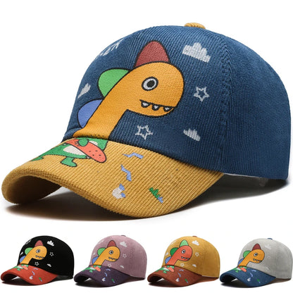 Kids Cartoon Dinosaur Baseball Cap Cute Color Block Sun Hat for Children