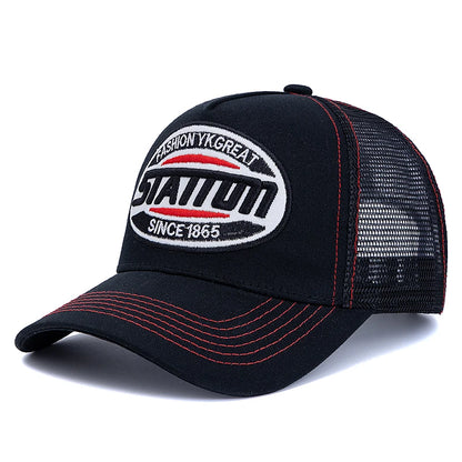 New Style Unisex Baseball Cap Classic STATION Letter Pattern Mesh Cap Men And Women Breathable Streetwear Summer Trucker Hat