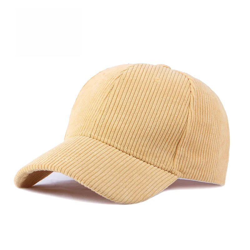 Solid Corduroy Baseball Cap For Women and Men 100%Cotton Vintage Unisex Adjustable Spring Polo Trucker Cap Autumn Winter Sun Hat