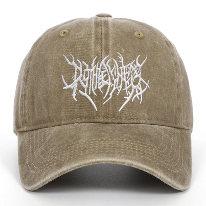 Unisex Goth Rock Washed Baseball Cap – Embroidered Snapback Dad Hat Streetwear Hip Hop Casual Outdoor Hat