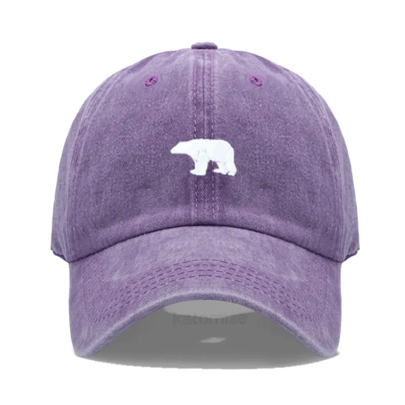 little Bear Embroidery Baseball Cap for Women Men Fashion Adjustable Soft Washed Cotton Dad Hat Unisex Classic Golf Caps