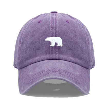 little Bear Embroidery Baseball Cap for Women Men Fashion Adjustable Soft Washed Cotton Dad Hat Unisex Classic Golf Caps