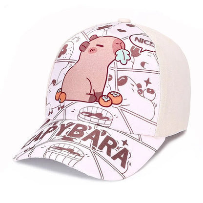 Hot Sale Children's Cartoon Capybara Printed Cap Boys Girls Outdoor Sunshade Cute Capibara Hat Lovely Kids Baseball Cap